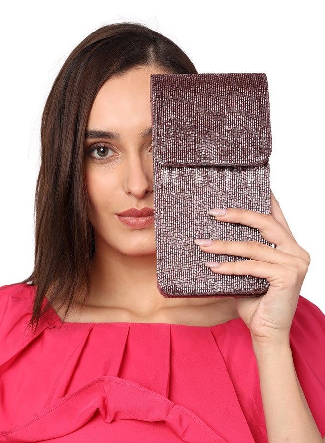 MARKQUES Magenta Cutdana Embellished Mobile Sling Bag - Image 3